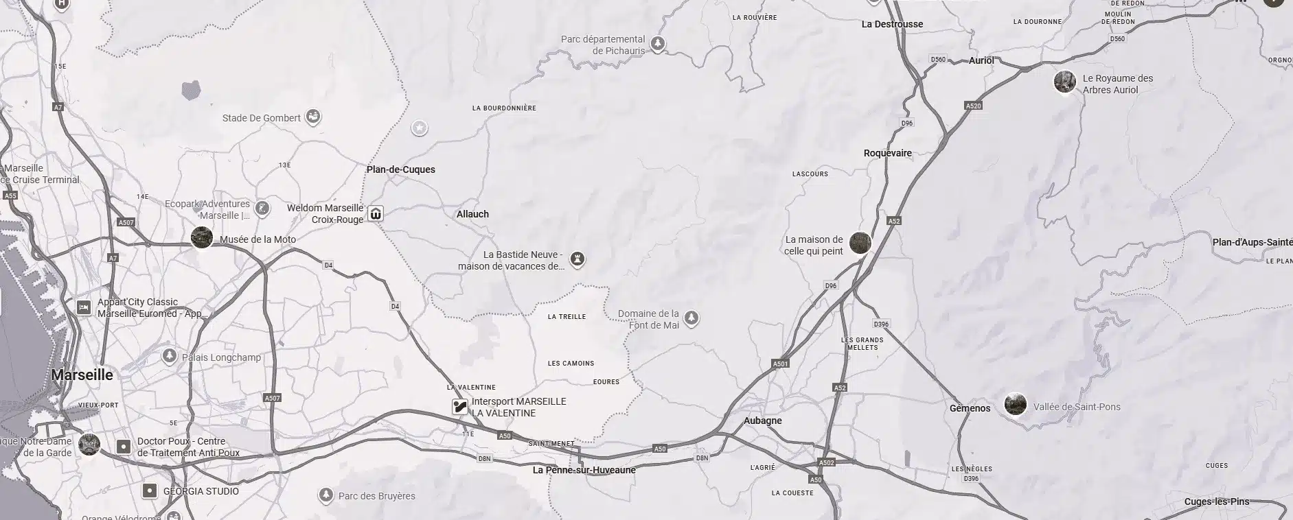 carte de Marseille et ses alentours